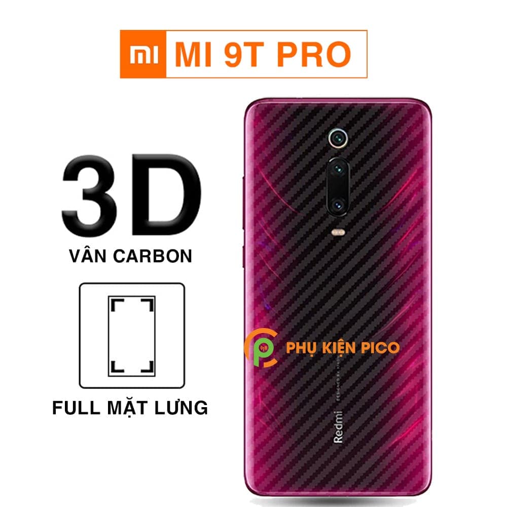 Dán lưng Xiaomi Mi 9T trong suốt nổi vân Carbon 3D tản nhiệt tốt