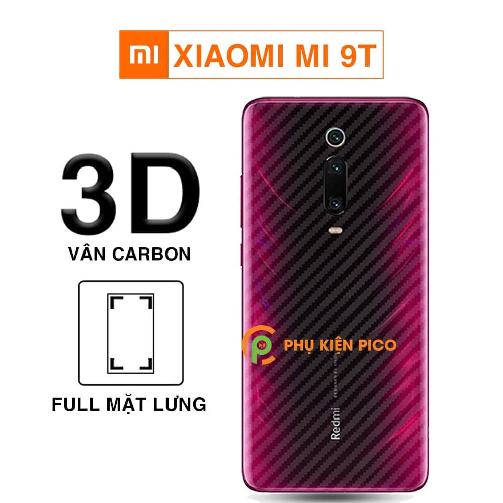 Dán lưng Mi 9T trong suốt nổi vân Carbon 3D tản nhiệt tốt - Dán lưng vân Carbon Xiaomi Mi 9T