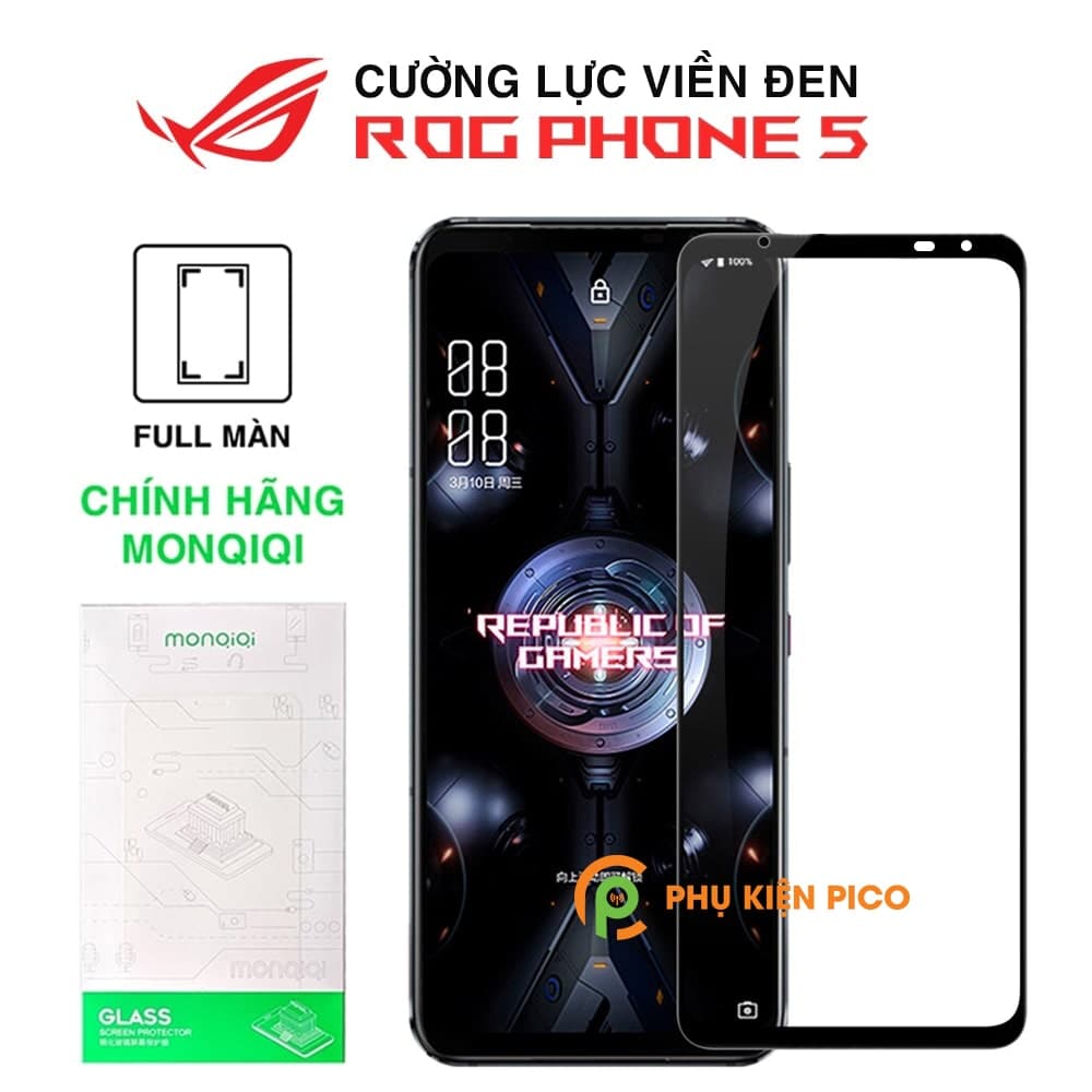 Kính cường lực Rog Phone 5 full màn hình viền đen siêu mỏng Monqiqi
