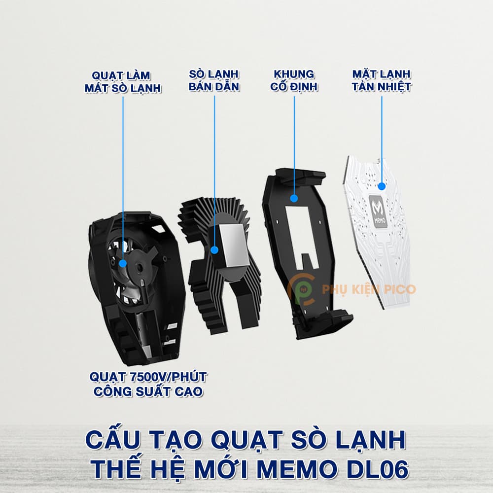 Quạt tản nhiệt điện thoại Memo DL06 tản sò lạnh có đèn RGB siêu đẹp - 9