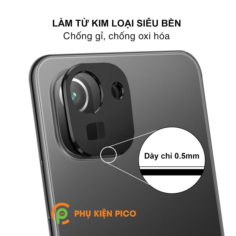 Dán camera Xiaomi Mi 11 Pro khung kim loại bảo vệ an toàn camera sau - 4