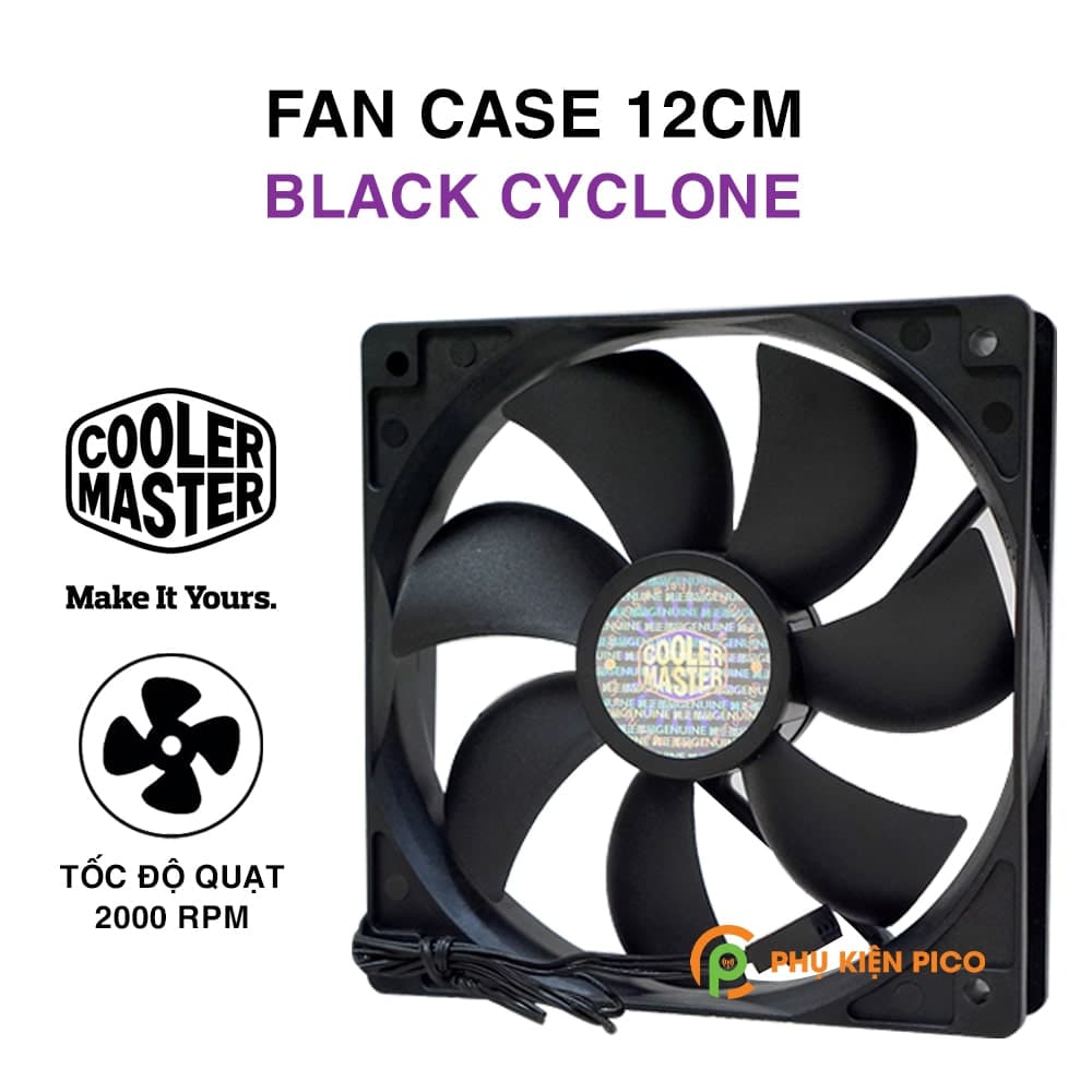 Quạt tản nhiệt case Cooler Master Black Cyclone 120mm 2000 RPM bản tách hộp