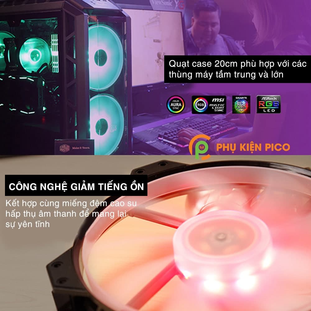 Quạt tản nhiệt case máy tính Cooler Master MF200R RGB 20CM - 5