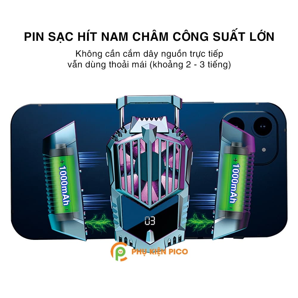 Quạt tản nhiệt điện thoại sò lạnh X3A Pro pin sạc 2000mAh - 2