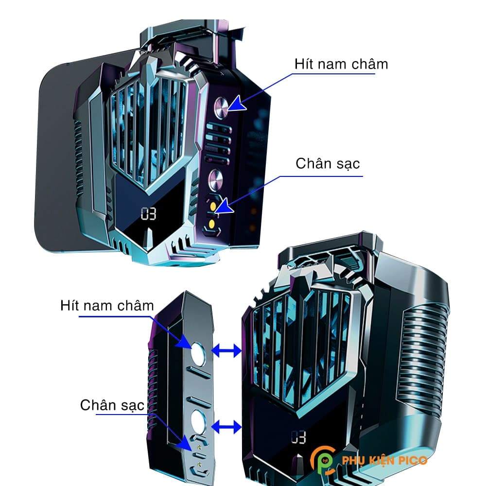 Quạt tản nhiệt điện thoại sò lạnh X3A Pro pin sạc 2000mAh - 9