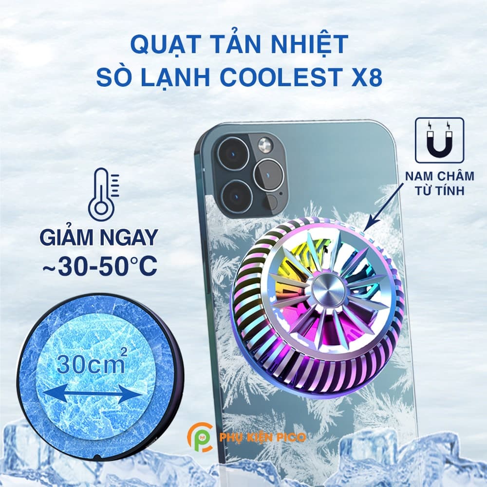 Quạt tản nhiệt điện thoại máy tính bảng Coolest X8 sò lạnh nam châm