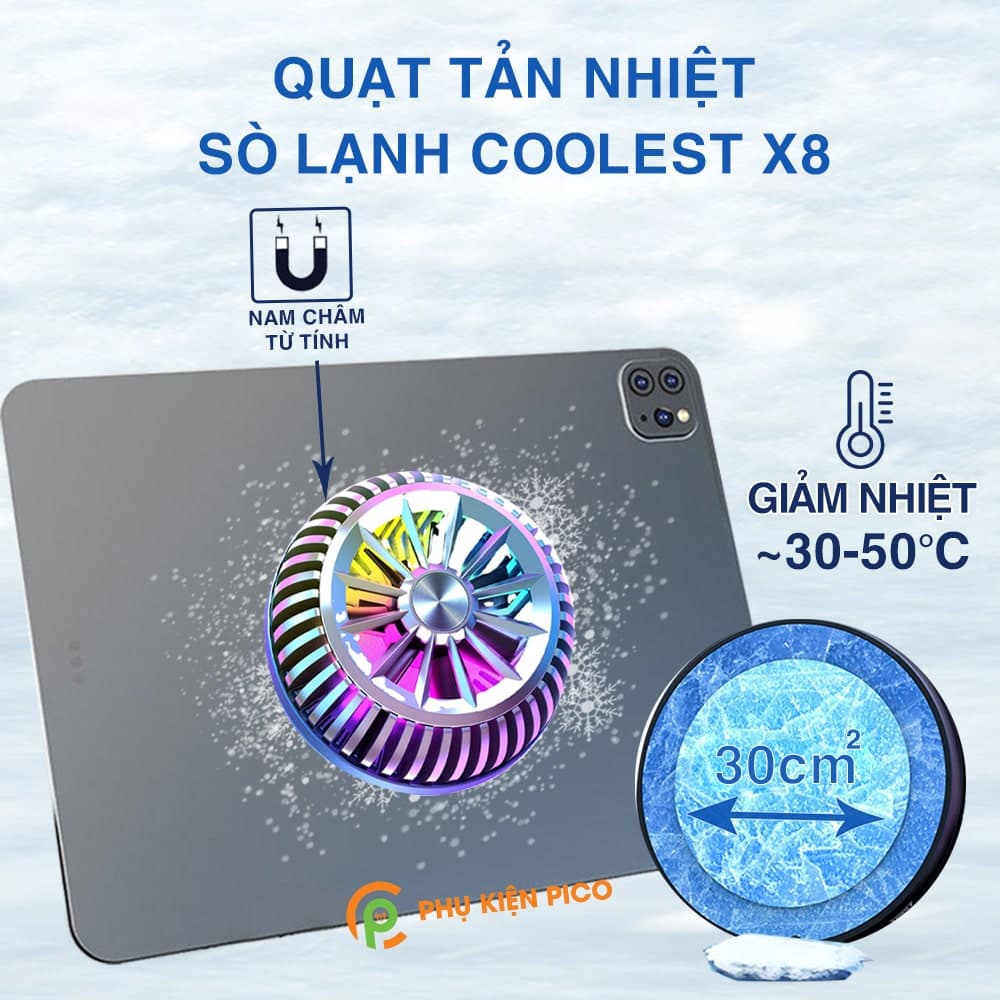Quạt tản nhiệt máy tính bảng Coolest X8 sò lạnh nam châm