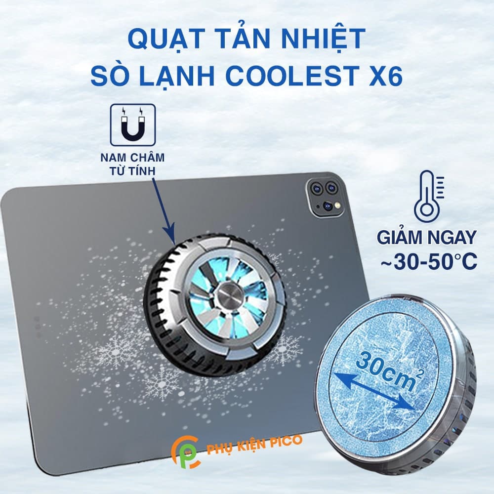 Quạt tản nhiệt máy tính bảng Coolest X6 sò lạnh nam châm
