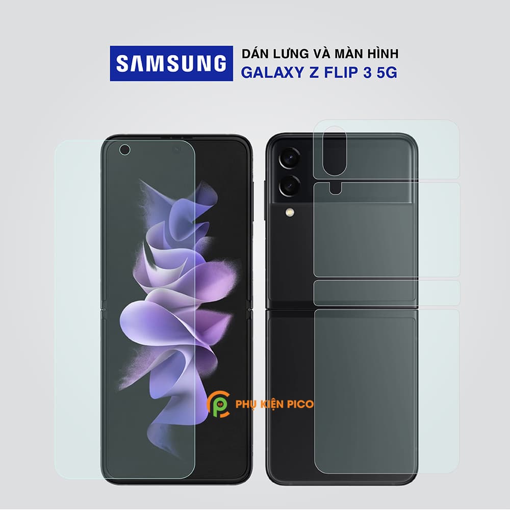 Dán màn hình và dán lưng Samsung Galaxy Z Flip 3 5G dẻo trong suốt