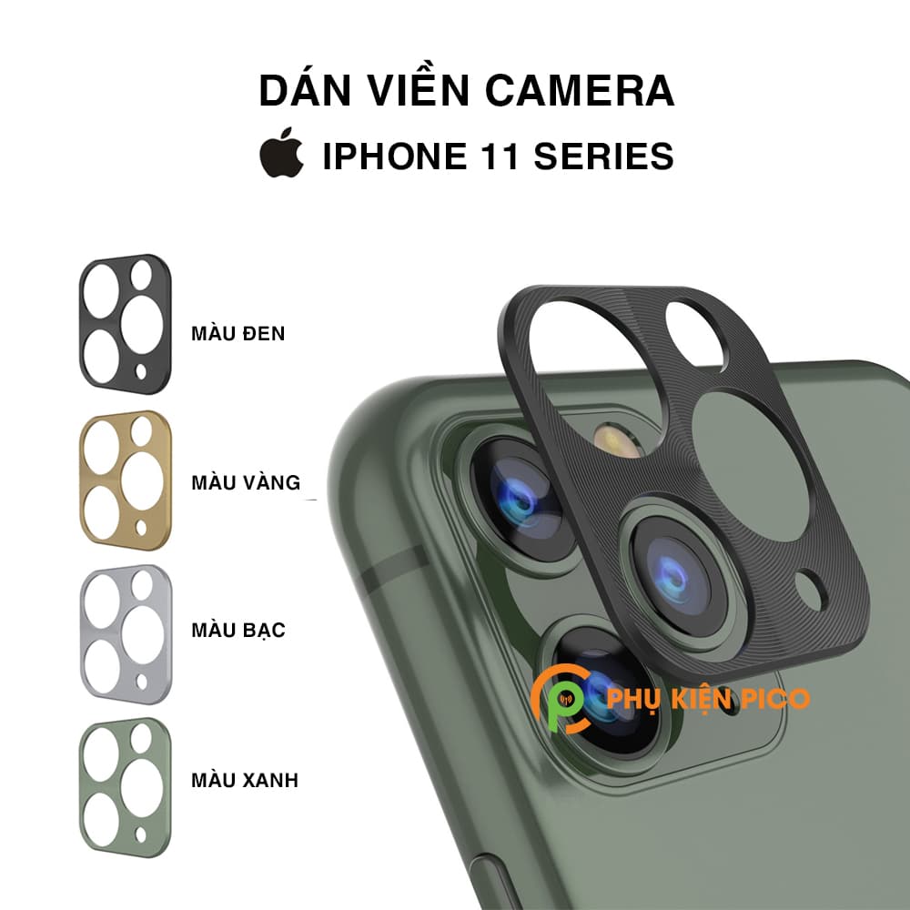 Dán camera Iphone 11 Series khung kim loại bảo vệ camera sau