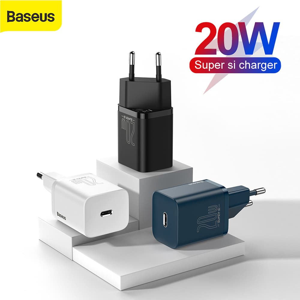 Cốc sạc nhanh BASEUS Super Si USB C 20W Hỗ trợ loại C PD dành cho điện thoại iPhone 12 Pro Max 11 Mini 8 Plus
