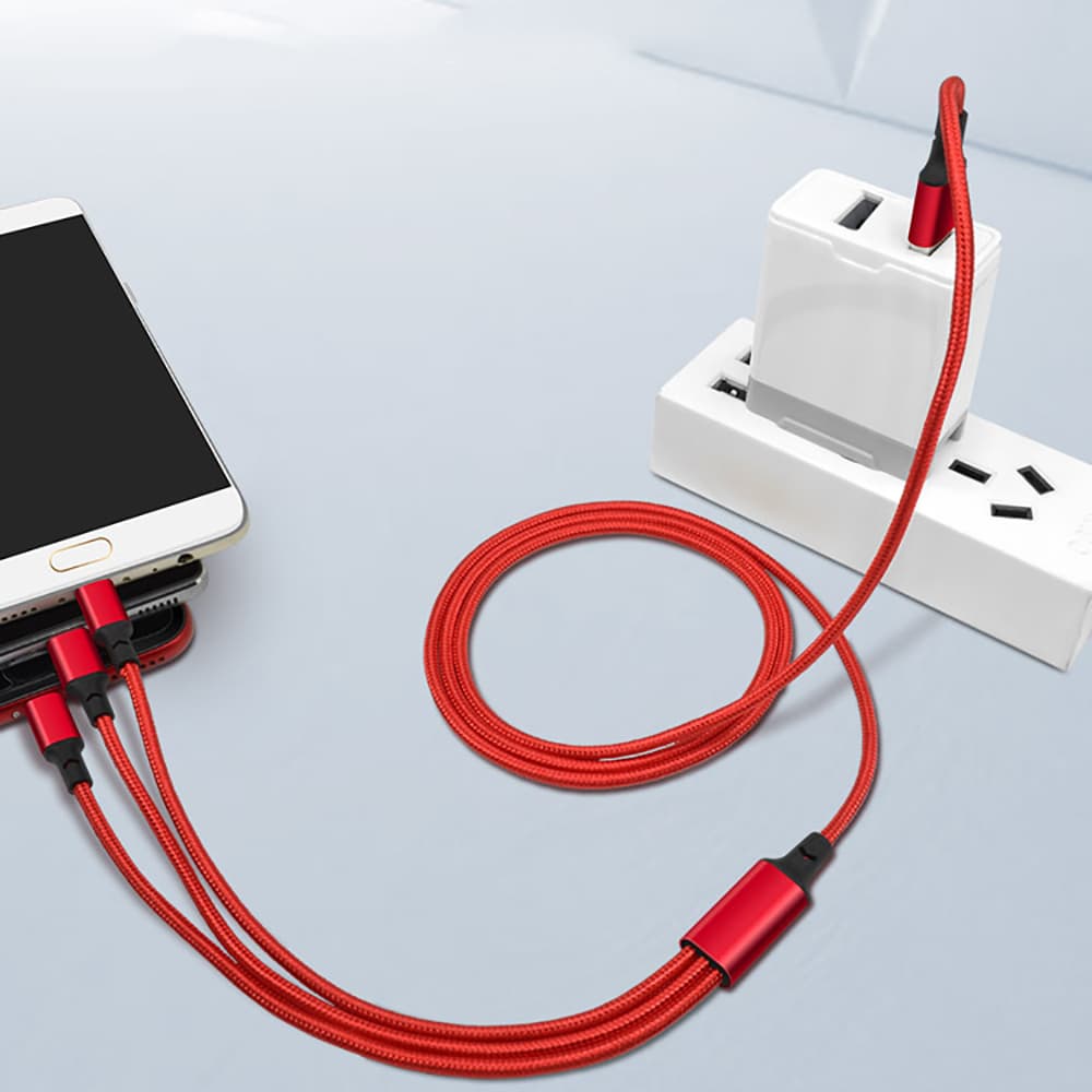 Cáp sạc 3 đầu dây dù Lightning Type C Micro Usb Iphone - Cáp sạc iphone bọc dù - 3