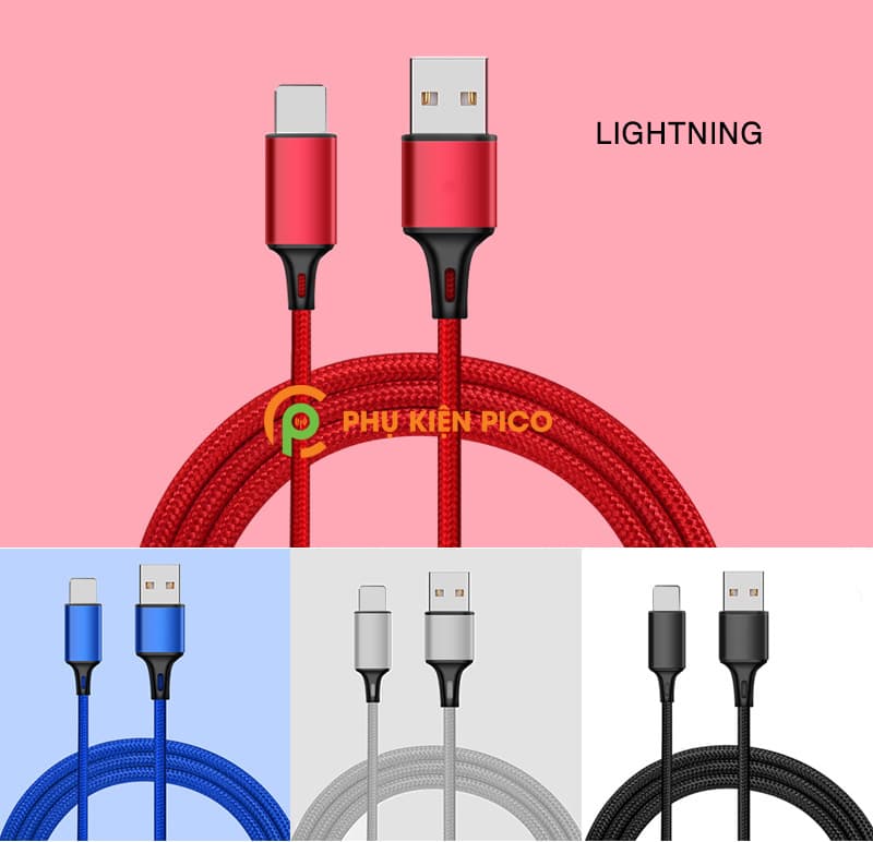 Cáp sạc Iphone bọc dù Lightning TypeC Micro Usb - Cáp sạc nhanh iphone chống đứt - 5