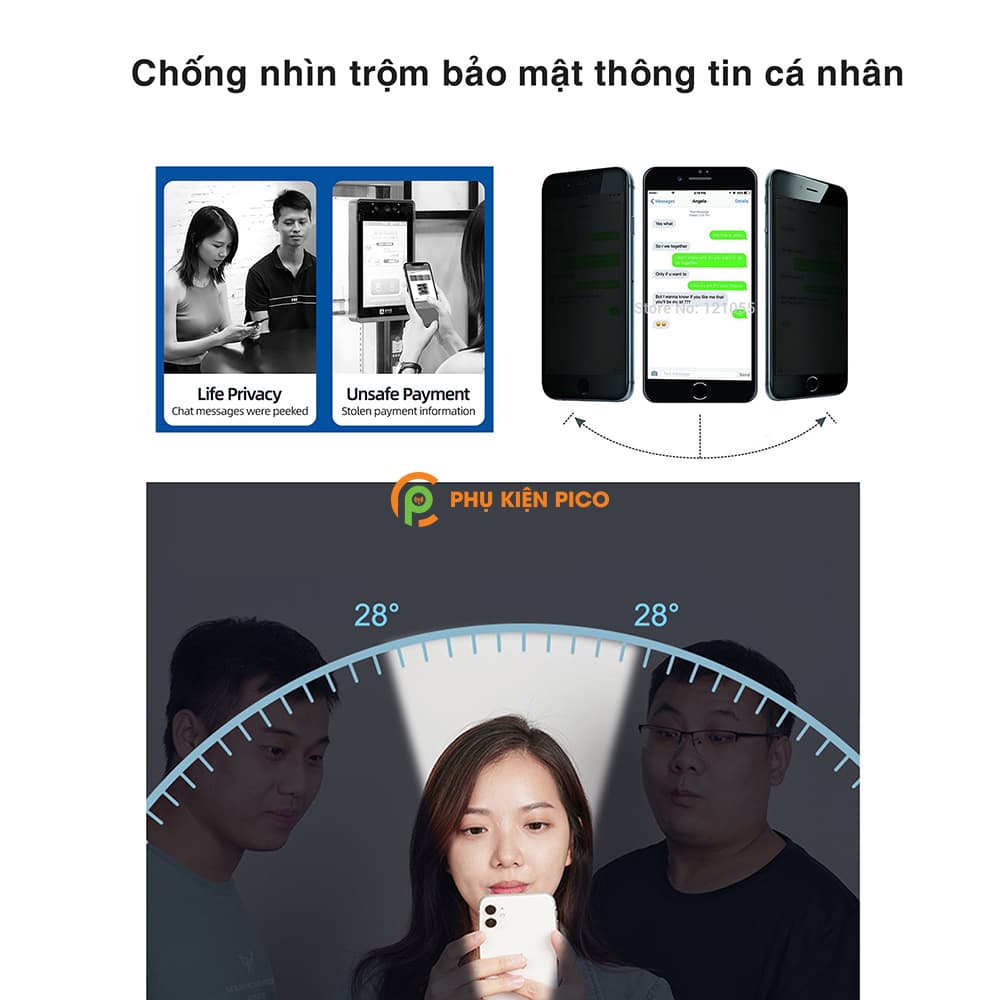 Cường lực chống nhìn trộm Iphone 7 Plus / 8 Plus / X / Xs / Xs Max / 11 / 11 Pro / 11 Pro Max - 4