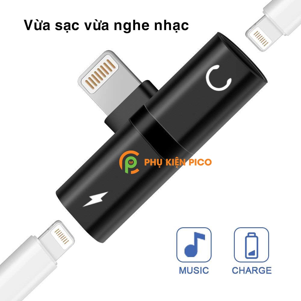 Đầu chia 2 cổng cáp sạc và tai nghe iPhone 7/8/X/11/12 Ipad Ipod - 8