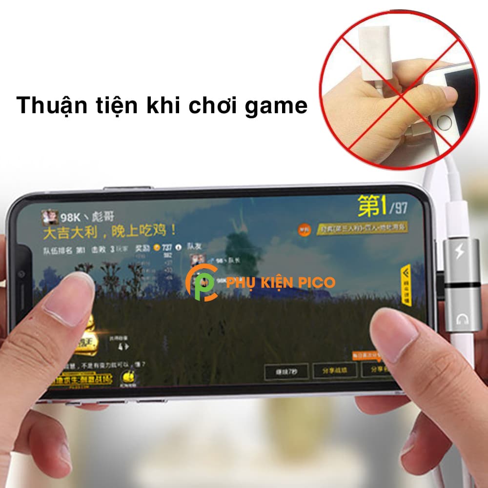 Đầu chia 2 cổng cáp sạc và tai nghe iPhone 7/8/X/11/12 Ipad Ipod - 3