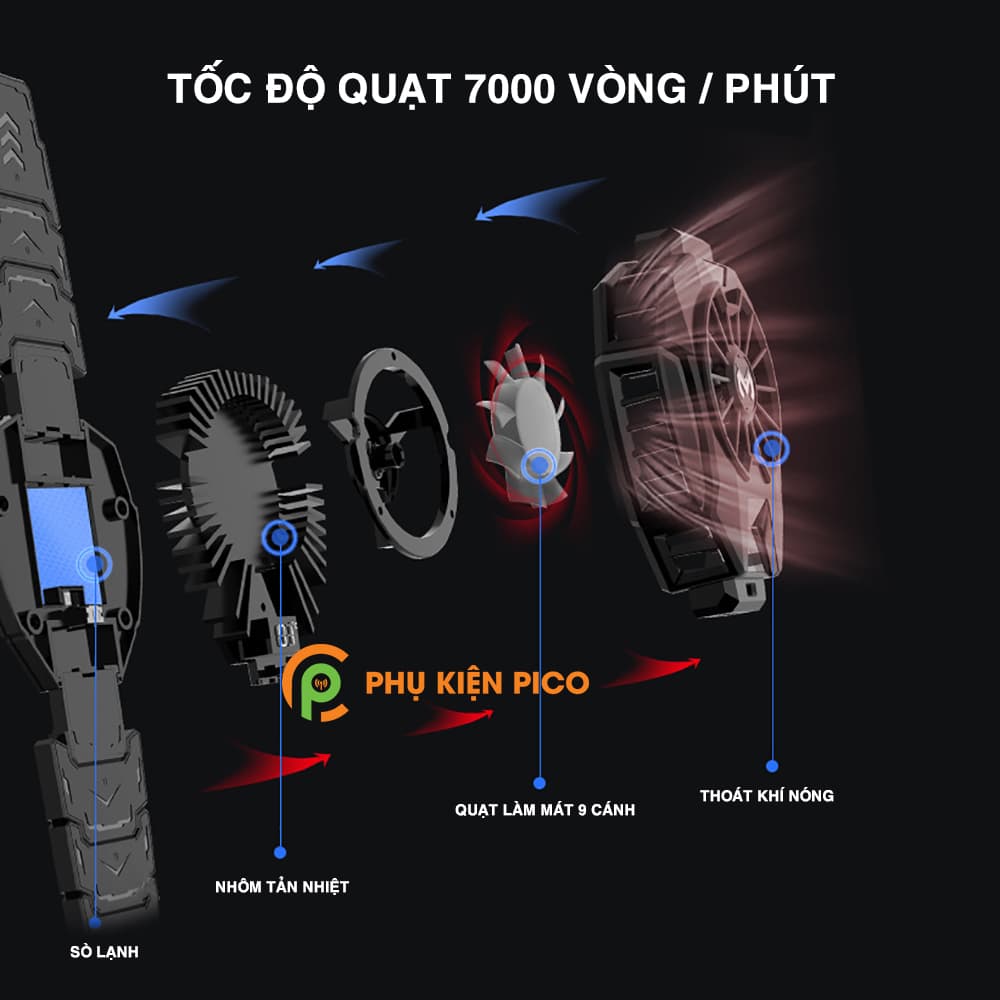 Quạt tản nhiệt máy tính bảng Ipad Memo DL05 sò lạnh Led RGB - 7