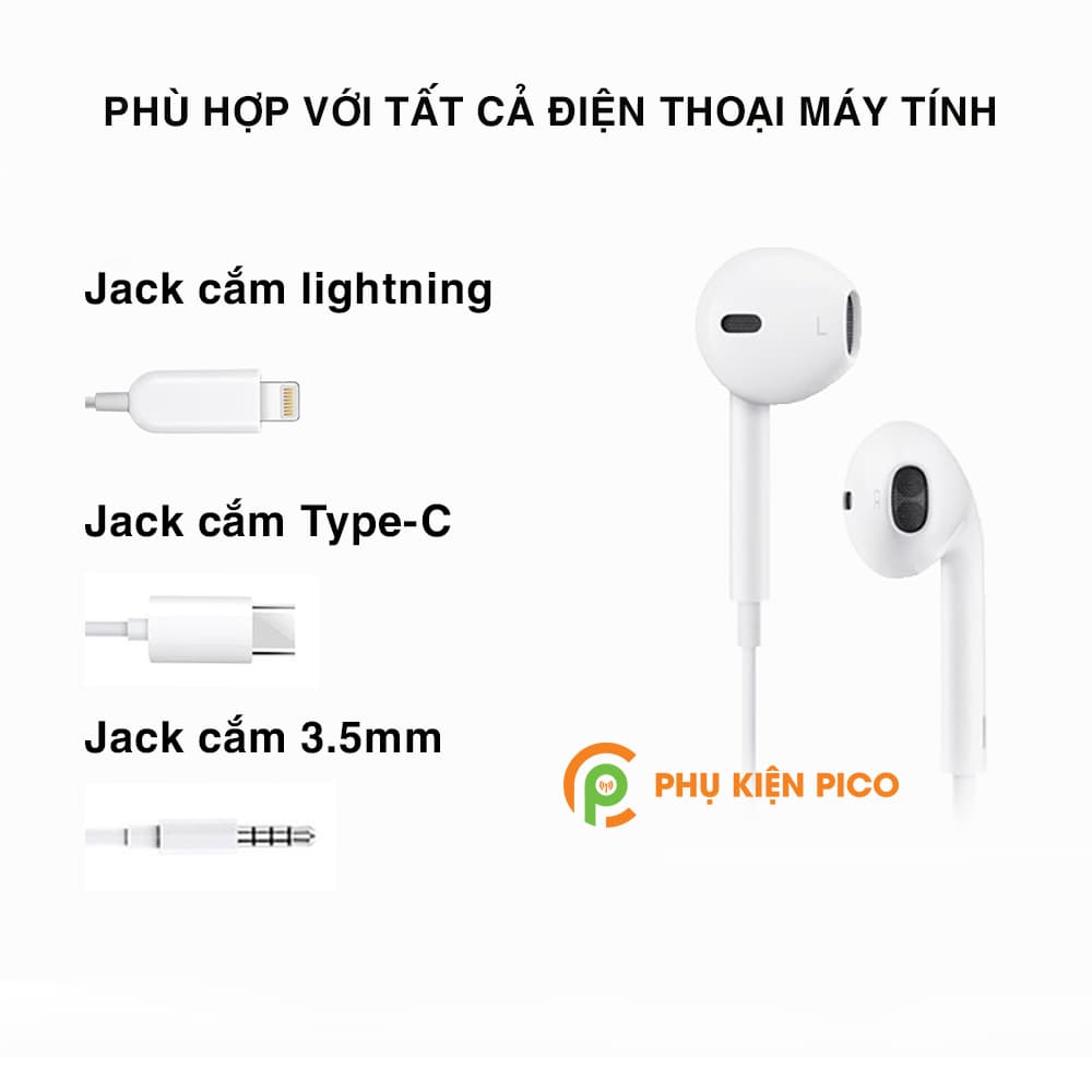 Tai nghe Iphone nhét tai chân cắm 3.5mm / Type C / Lightning có mic - 4