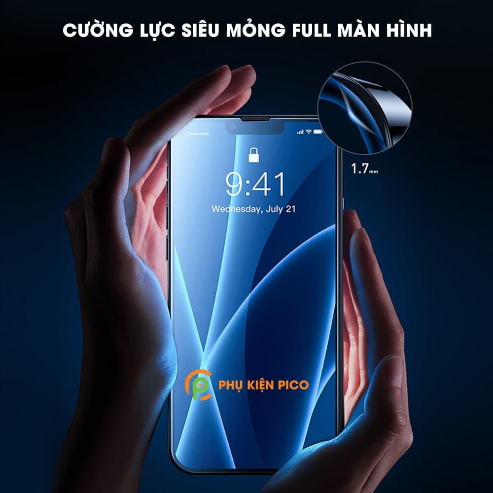 Kính cường lực iPhone 13 Pro full màn hình viền đen siêu mỏng có màng bảo vệ loa - 3