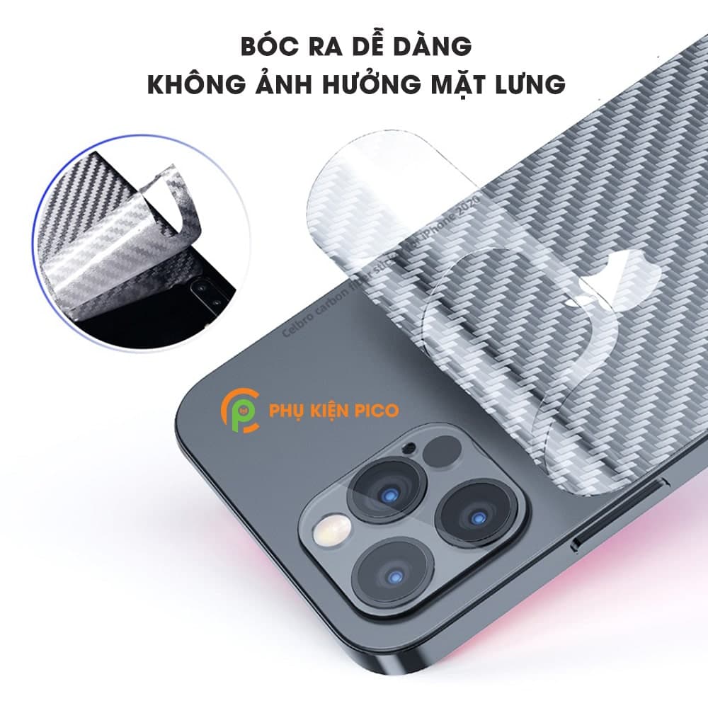 Dán lưng Iphone 13 Pro nổi vân Carbon 3D tản nhiệt tốt chống bám vân tay - 4
