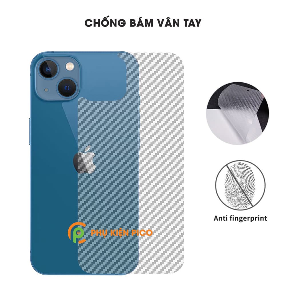 Dán lưng Iphone 13 nổi vân Carbon 3D tản nhiệt tốt chống bám vân tay - 2