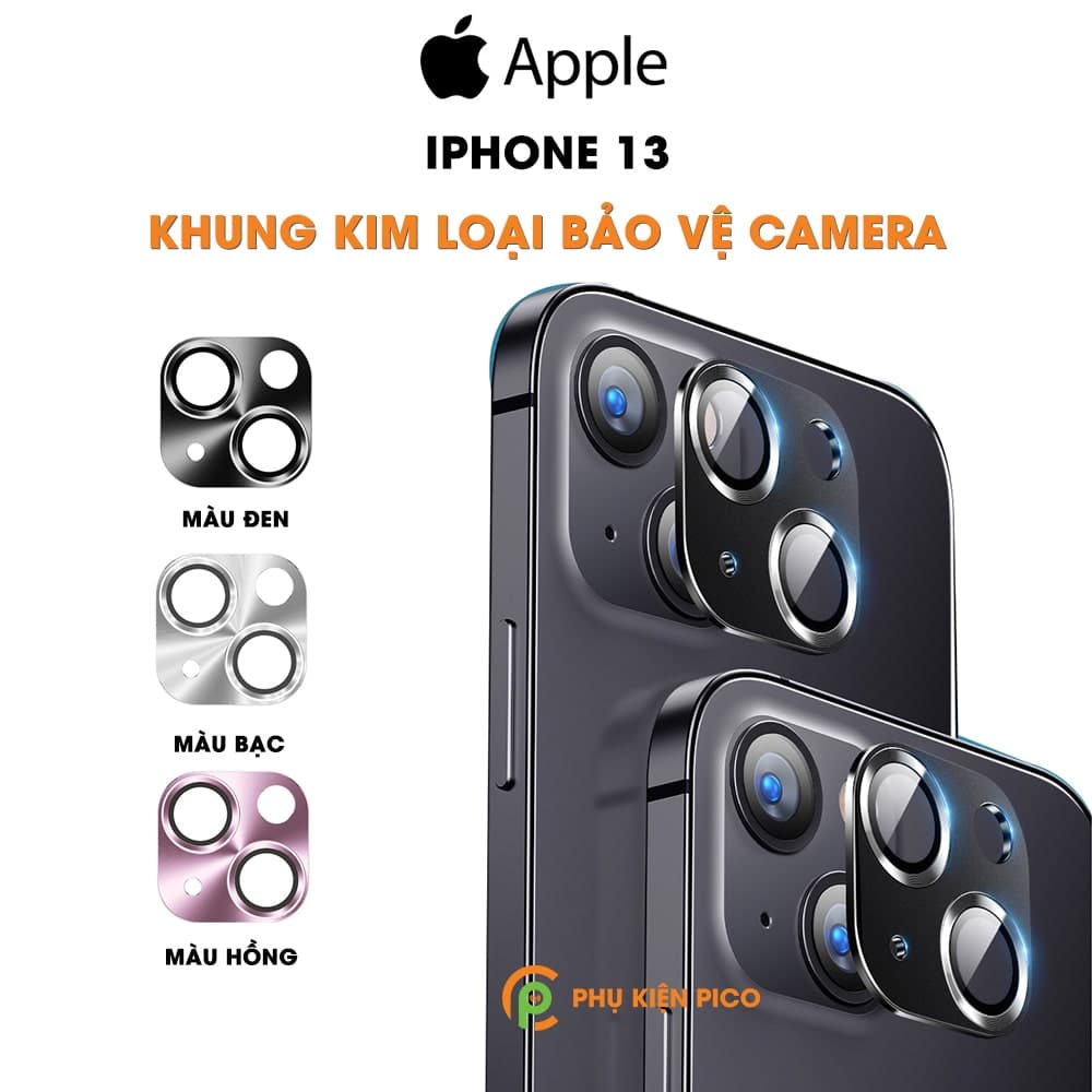 Khung nhôm bảo vệ camera Iphone 13 kèm kính cường lực, chống trầy xước va đập
