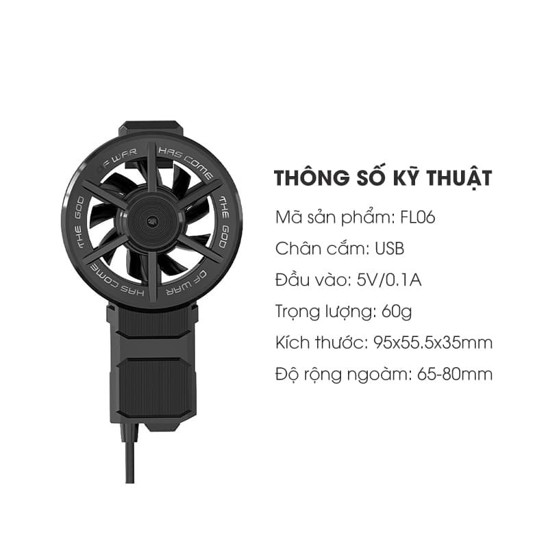 Quạt tản nhiệt điện thoại chính hãng Memo FL06 quạt tản nhiệt gaming nhỏ gọn nhẹ kết nối usb - 7
