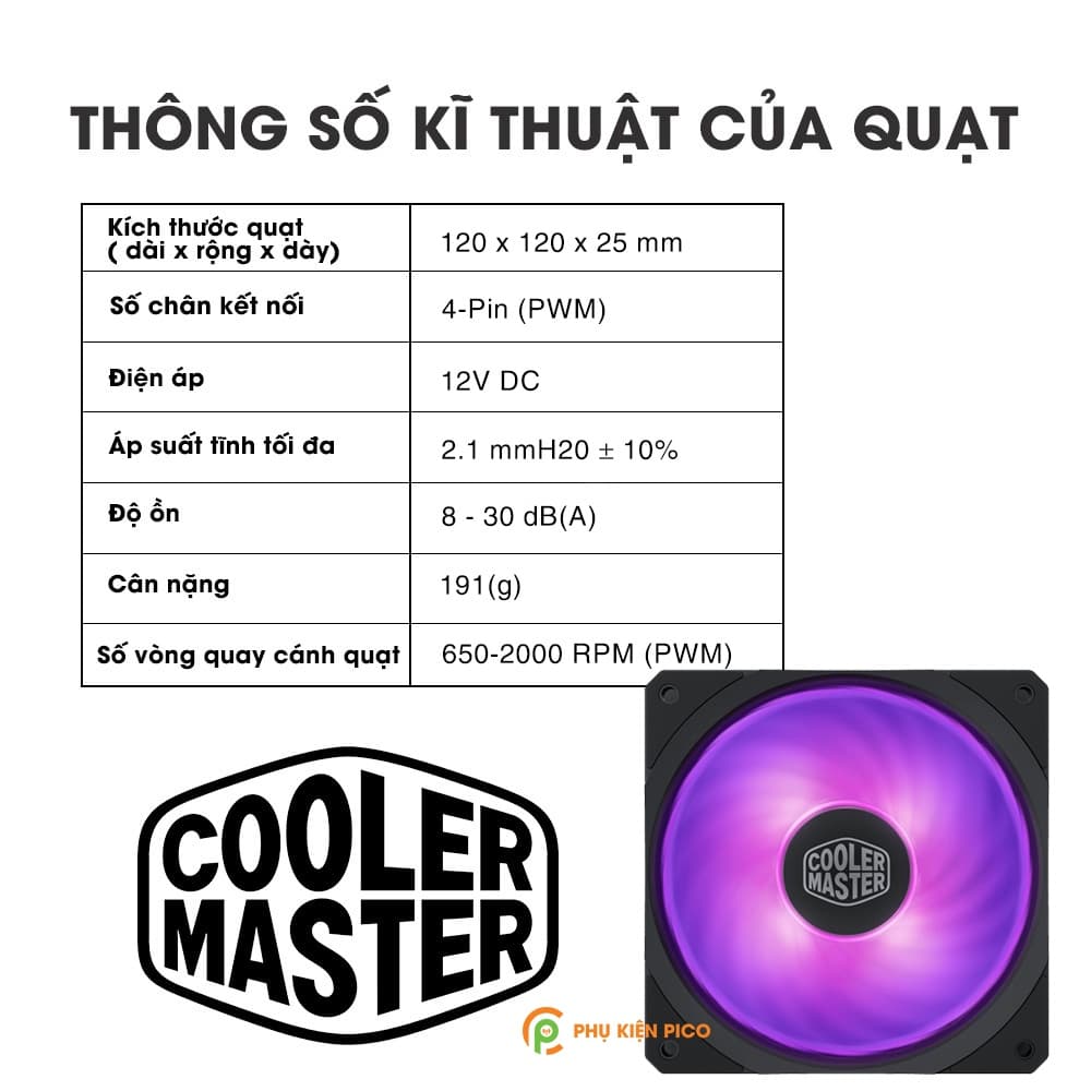 Quạt fan case 12cm Cooler Master SF120R RGB - Fan Cooler Master Masterfan SF120R RGB (tách hộp) - 3