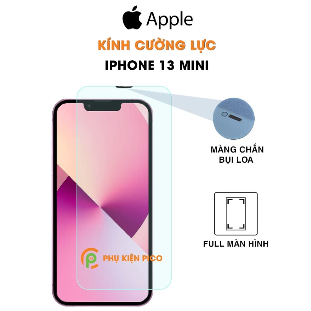 Kính cường lực iPhone 13 Mini trong suốt full màn hình có màng bảo vệ loa