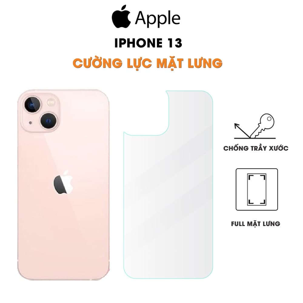 Kính cường lực lưng iPhone 13 trong suốt full mặt lưng độ cứng 9H