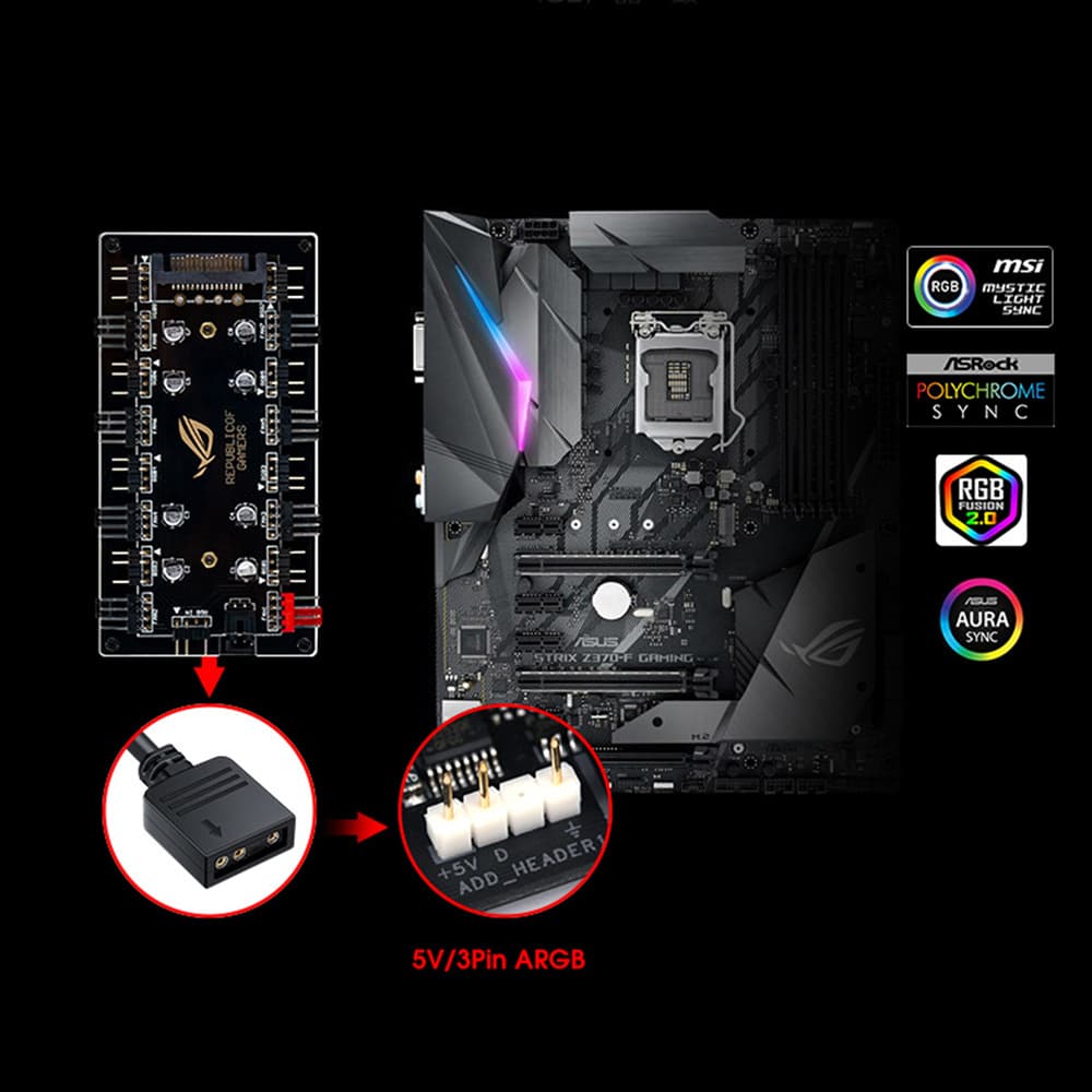 Hub Fan chia led fan RGB PWM 8 cổng - HUB 8 cổng RGB và PWM tích hợp - 6