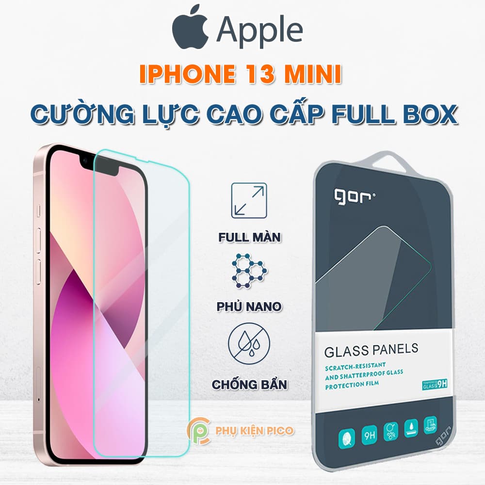 Kính cường lực iPhone 13 Mini trong suốt full màn hình chính hãng GOR