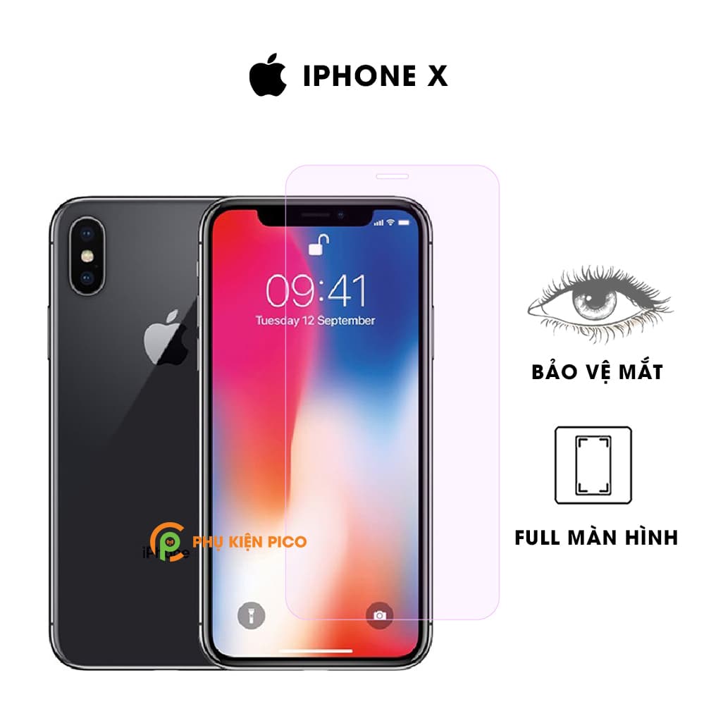 Cường lực Iphone X chống ánh sáng xanh bảo vệ mắt full màn hình