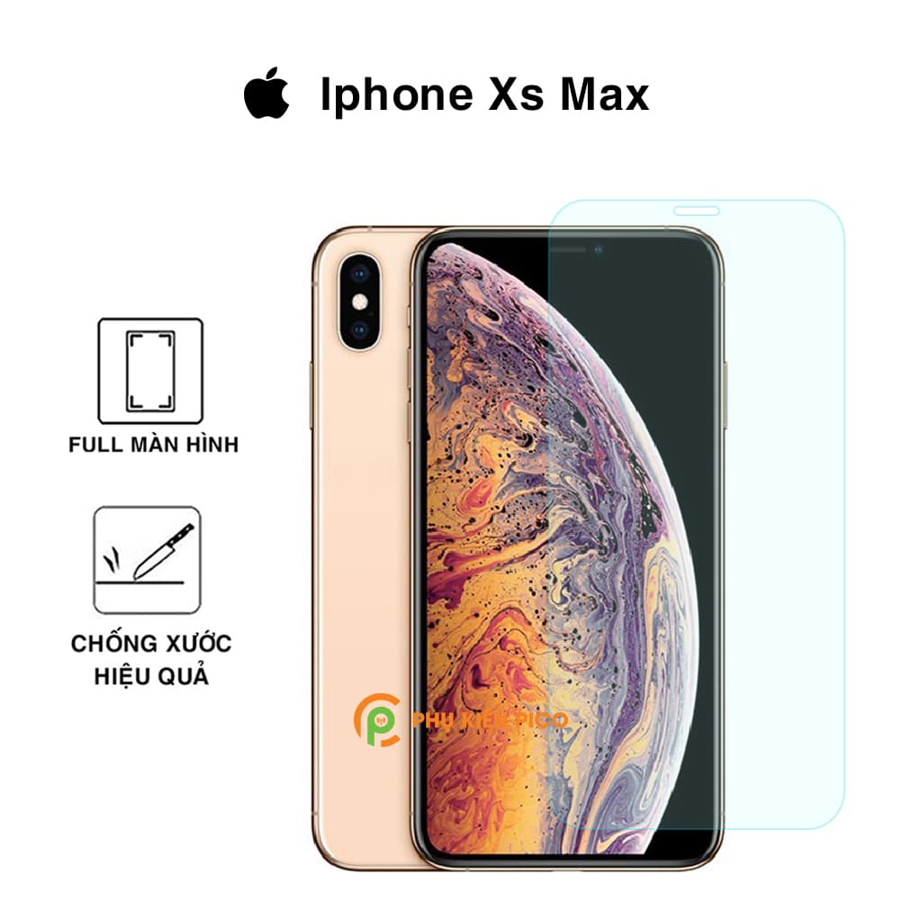 Kính cường lực Iphone Xs Max full màn hình trong suốt độ cứng 9H