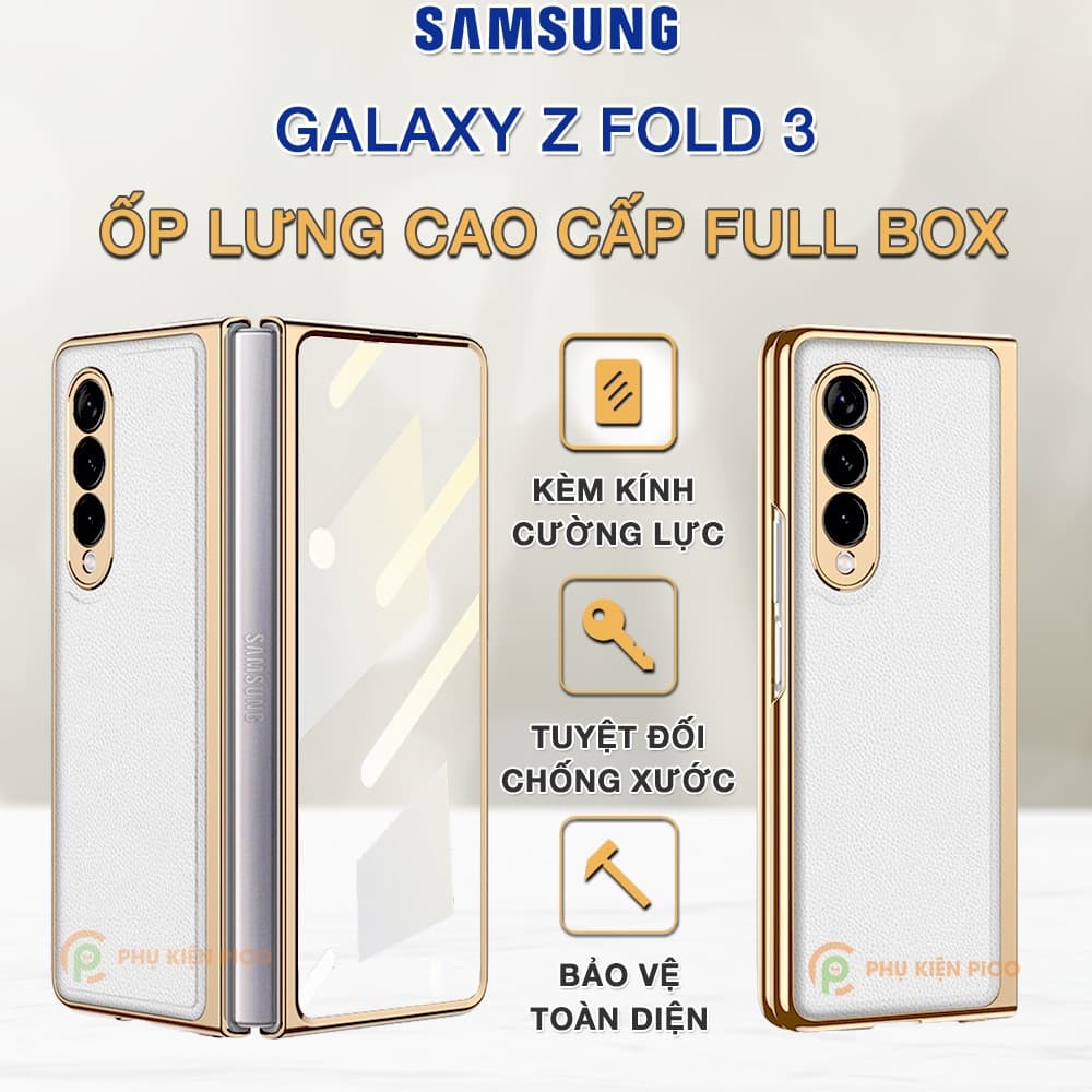 Ốp lưng Samsung Galaxy Z Fold 3 cao cấp vàng gold kèm kính cường lực