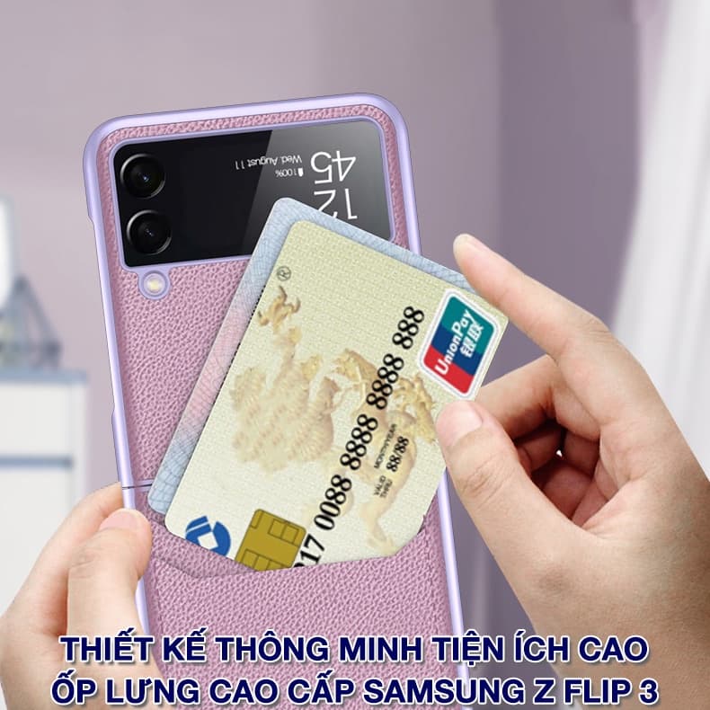 Ốp lưng Samsung Galaxy Z Flip 3 Cao cấp có kính cường lực kèm ví thông minh - 6