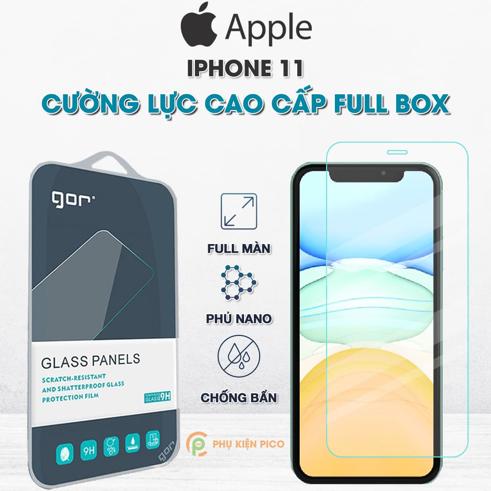 Kính cường lực Iphone 11 trong suốt full màn hình chính hãng GOR