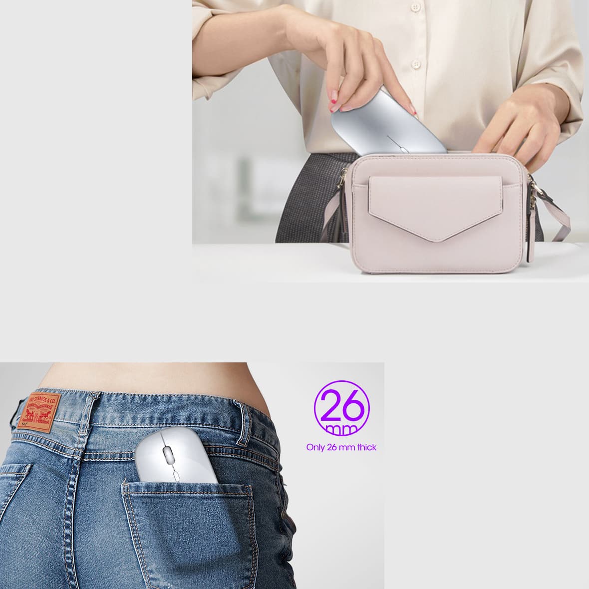 Chuột không dây Bluetooth Wireless 2.4G Pin sạc chính hãng - 6