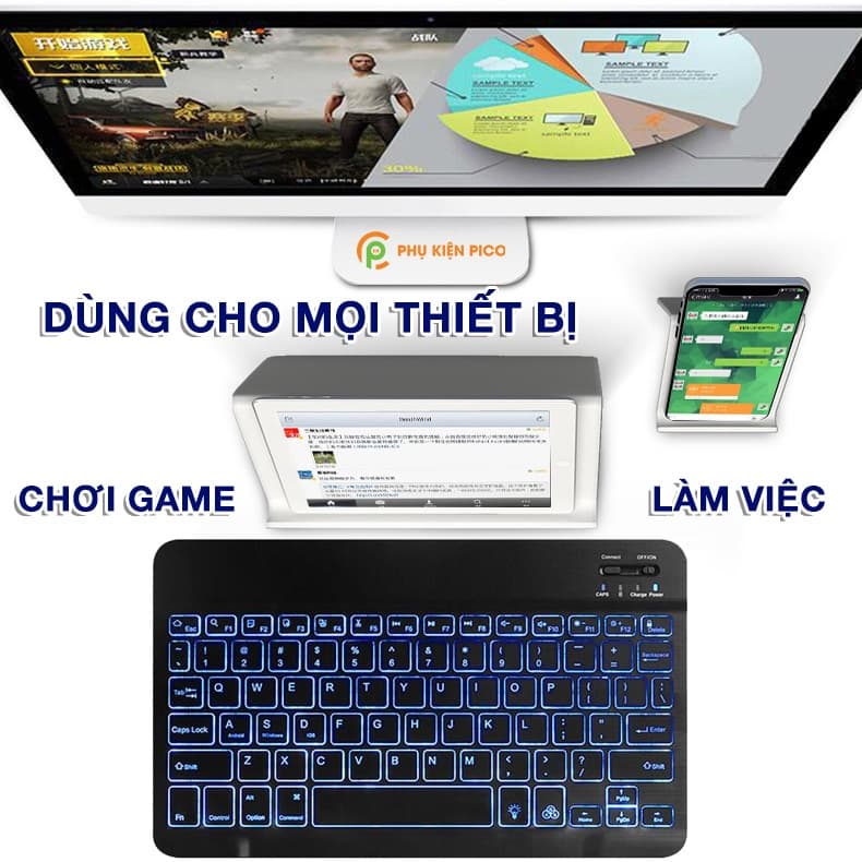 Bàn phím và Chuột không dây Bluetooth thích hợp cho điện thoại máy tính bảng Laptop Smart Tivi - 3