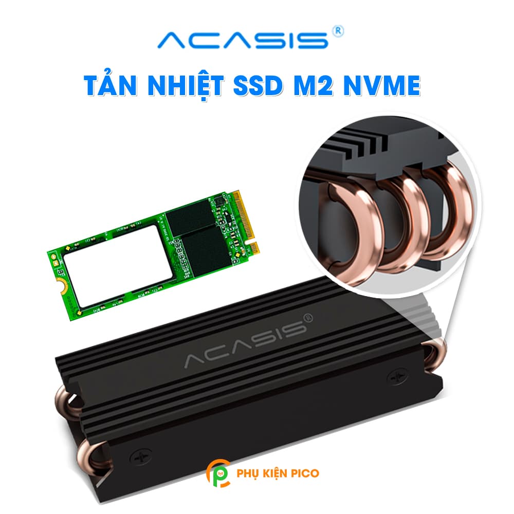Tản nhiệt ssd nvme m2 Acasis 3 ống đồng - Tản nhiệt ssd m2 nvme Acasis