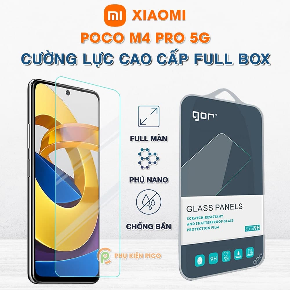 Kính cường lực Xiaomi Poco M4 Pro 5G full màn hình chính hãng Gor