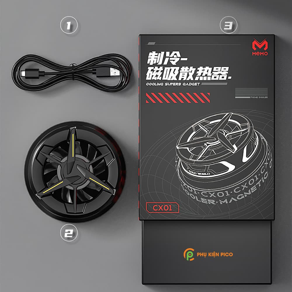 Quạt tản nhiệt điện thoại Memo CX01 tản nhiệt sò lạnh đế nam châm từ tính, leb RGB - 2