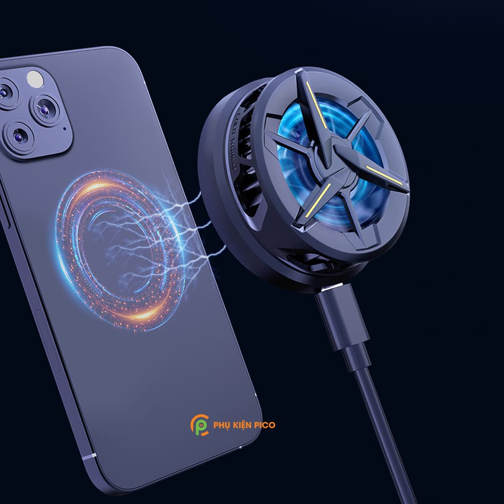 Quạt tản nhiệt điện thoại Memo CX01 tản nhiệt sò lạnh đế nam châm từ tính, leb RGB - 8