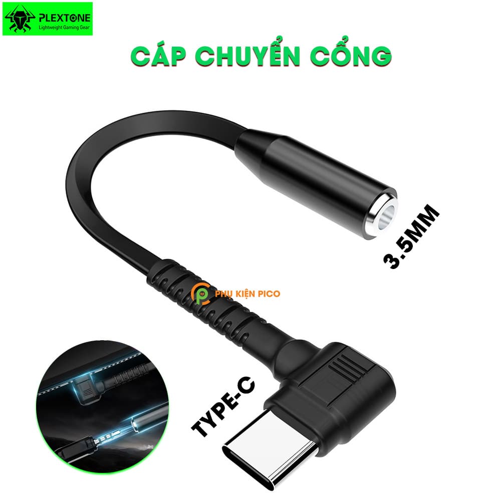 Cáp chuyển cổng Type C sang chân 3.5mm cắm tai nghe gaming cao cấp chính hãng Plextone