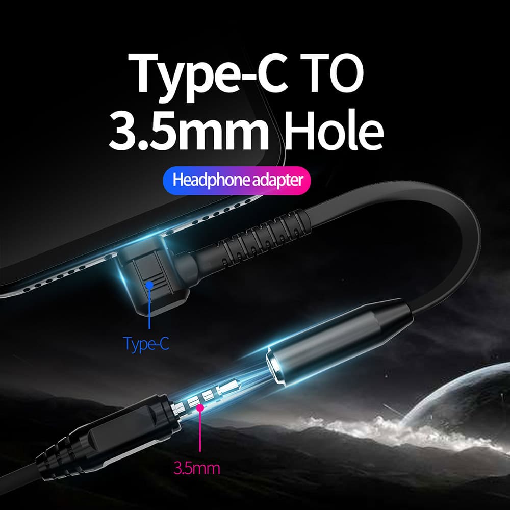 Cáp chuyển cổng Type C sang chân 3.5mm cắm tai nghe gaming cao cấp chính hãng Plextone - 2
