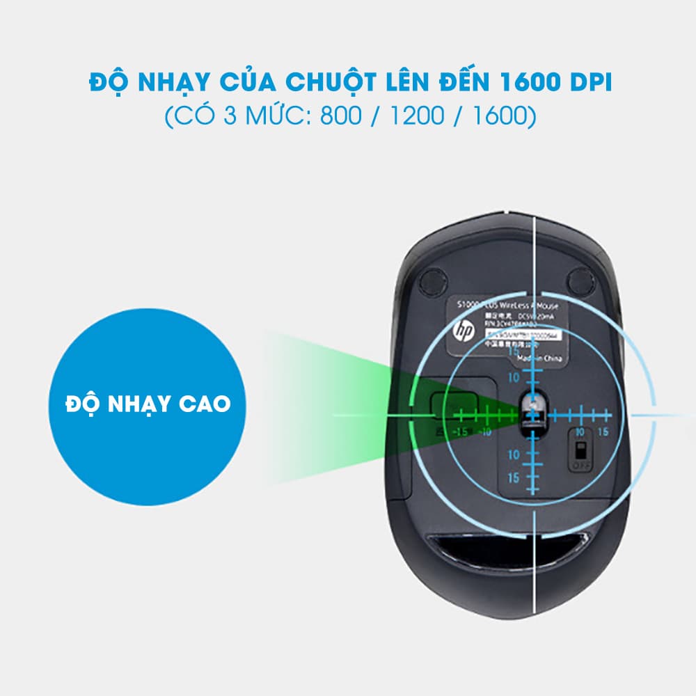 Chuột không dây Laptop HP S1000 Plus - Chuột không dây Wireless văn phòng chính hãng HP - 4