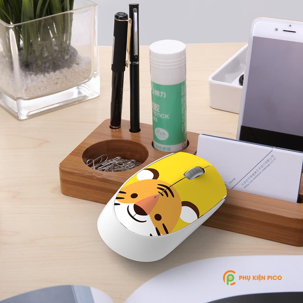 Chuột không dây hồng Wireless - Chuột máy tính không dây dễ thương cute hình thú đối thủ của Logitech - 7