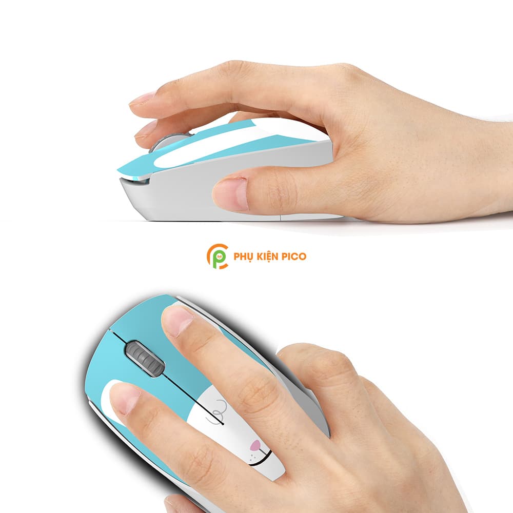 Chuột không dây hồng Wireless - Chuột máy tính không dây dễ thương cute hình thú đối thủ của Logitech - 6