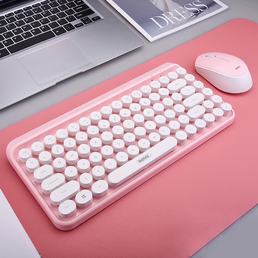 Bộ bàn phím Chuột máy tính không dây Wireless hồng dễ thương Remax đối thủ của Logitech