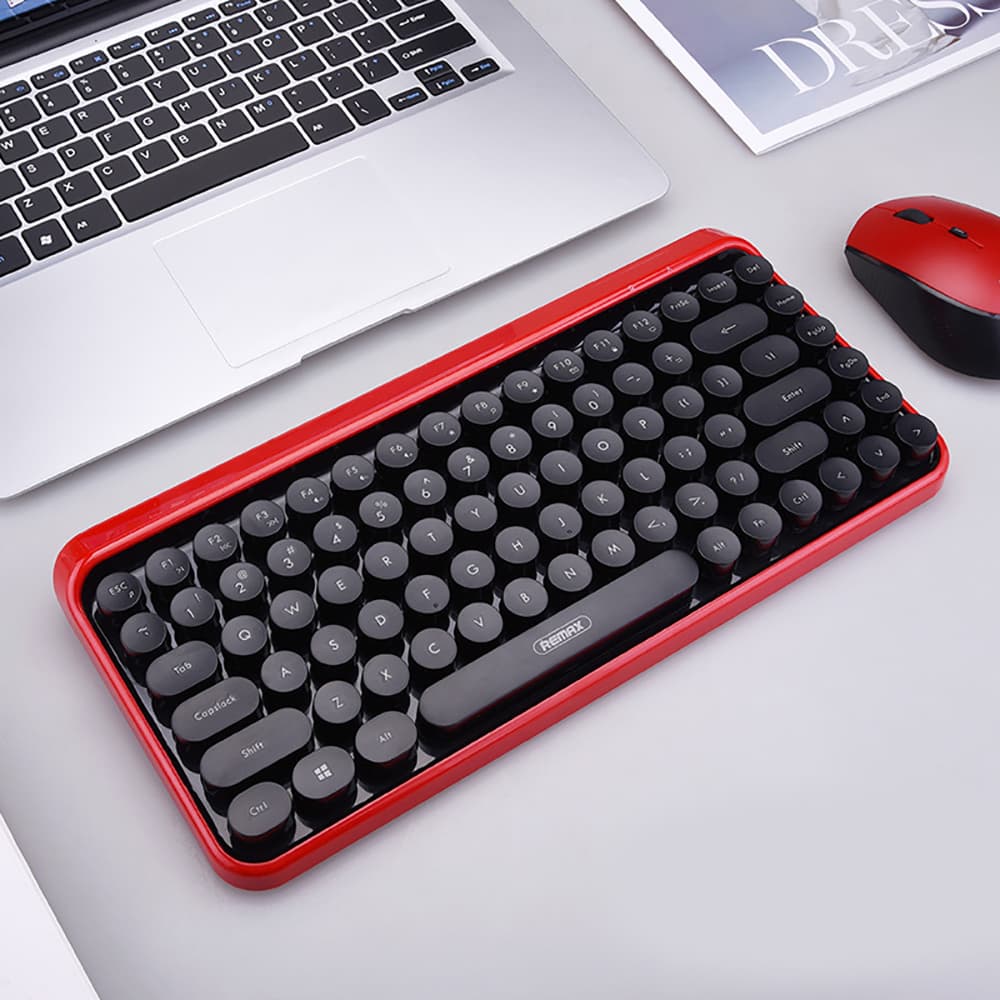 Bộ bàn phím Chuột máy tính không dây Wireless hồng dễ thương Remax đối thủ của Logitech - 2